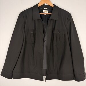 Vintage Talbots Jacket Stretch Black Full Zip Up Collared Lined Women's Size 18W